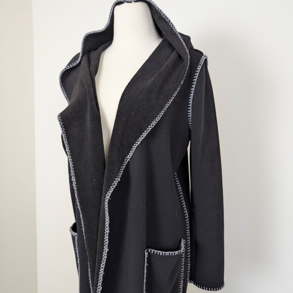 (Free with Purchase) Rain Long Cardigan Contrast Stitching Coatigan Hood - Picture 9 of 11